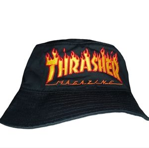 Thrasher Flames Black Bucket Hat